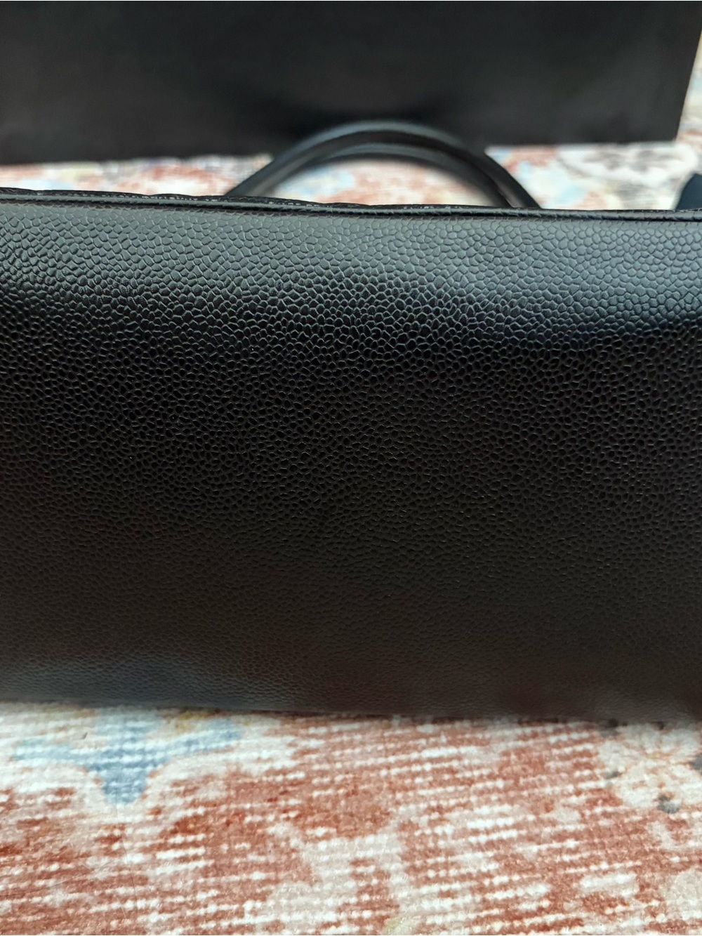 CHANEL Black Quilted Caviar Leather Tote with Interlocking CC - Picture 6 of 12